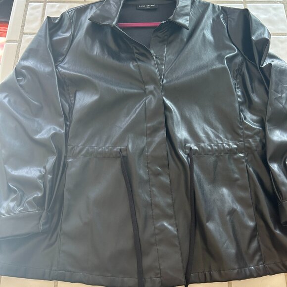 Lane Bryant Faux Leather Shirt Jacket | Black | Size 22 | Edgy Work-to-Weekend S - Picture 11 of 16